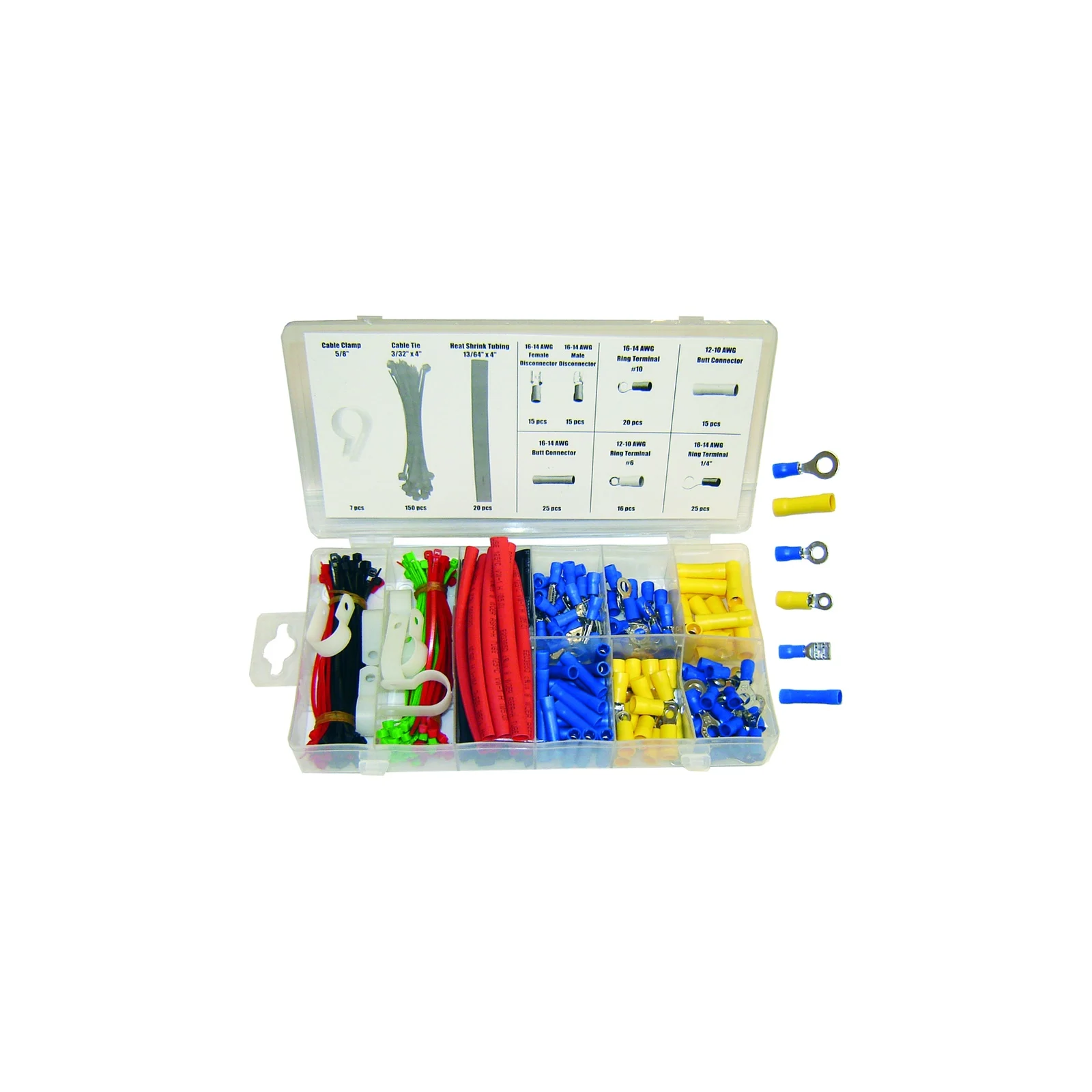 Rodac 37139 heat shrink tubing, terminal & connector assortment (308 pieces)