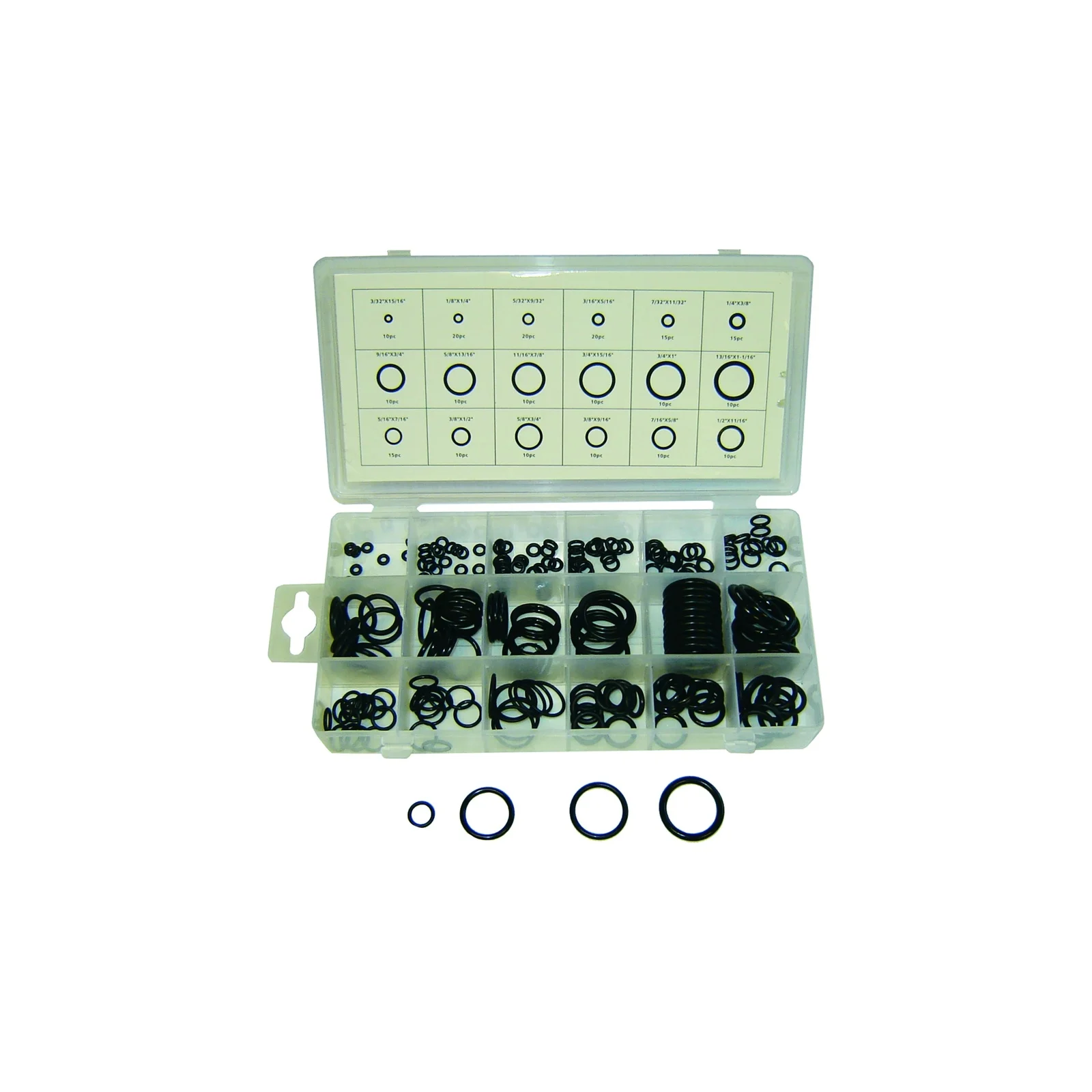 Rodac FD2017 O'ring assortment 18 popular sizes (225 pieces)