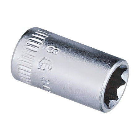 Douille chromée MET 1/4" x 10mm x 8 pans Genius 242510