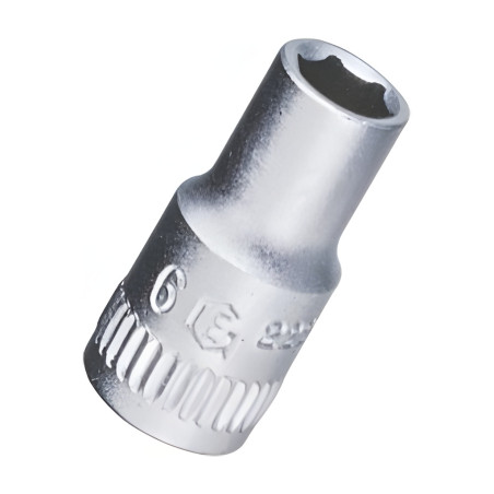 6-Point Chrome Socket 1/4" Dr. x 6 mm MET - Genius 222506