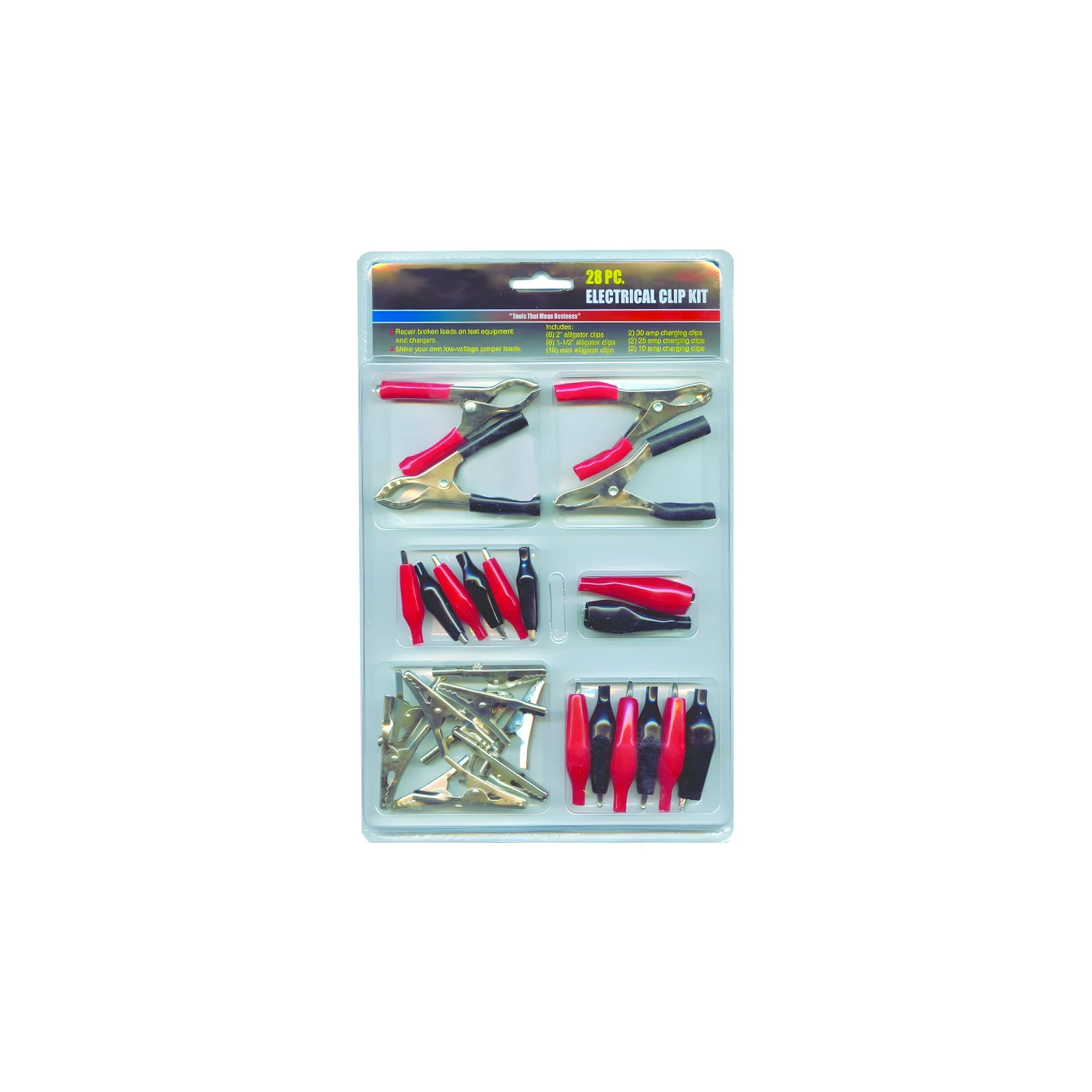 Insulated Red and Black Alligator Clip Assortment 28-Piece Rodac RDCK28