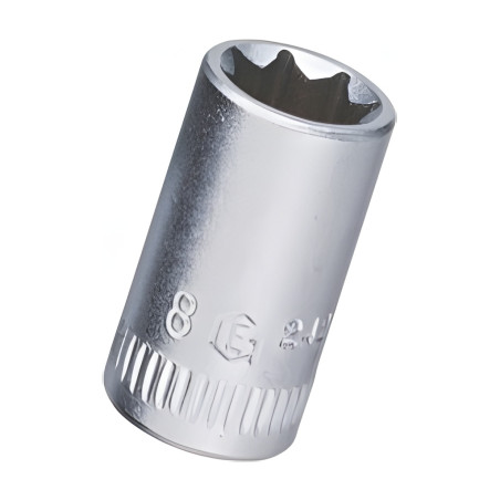 Douille chromée SAE 1/4" x 1/4" x 8 pans Genius 262508