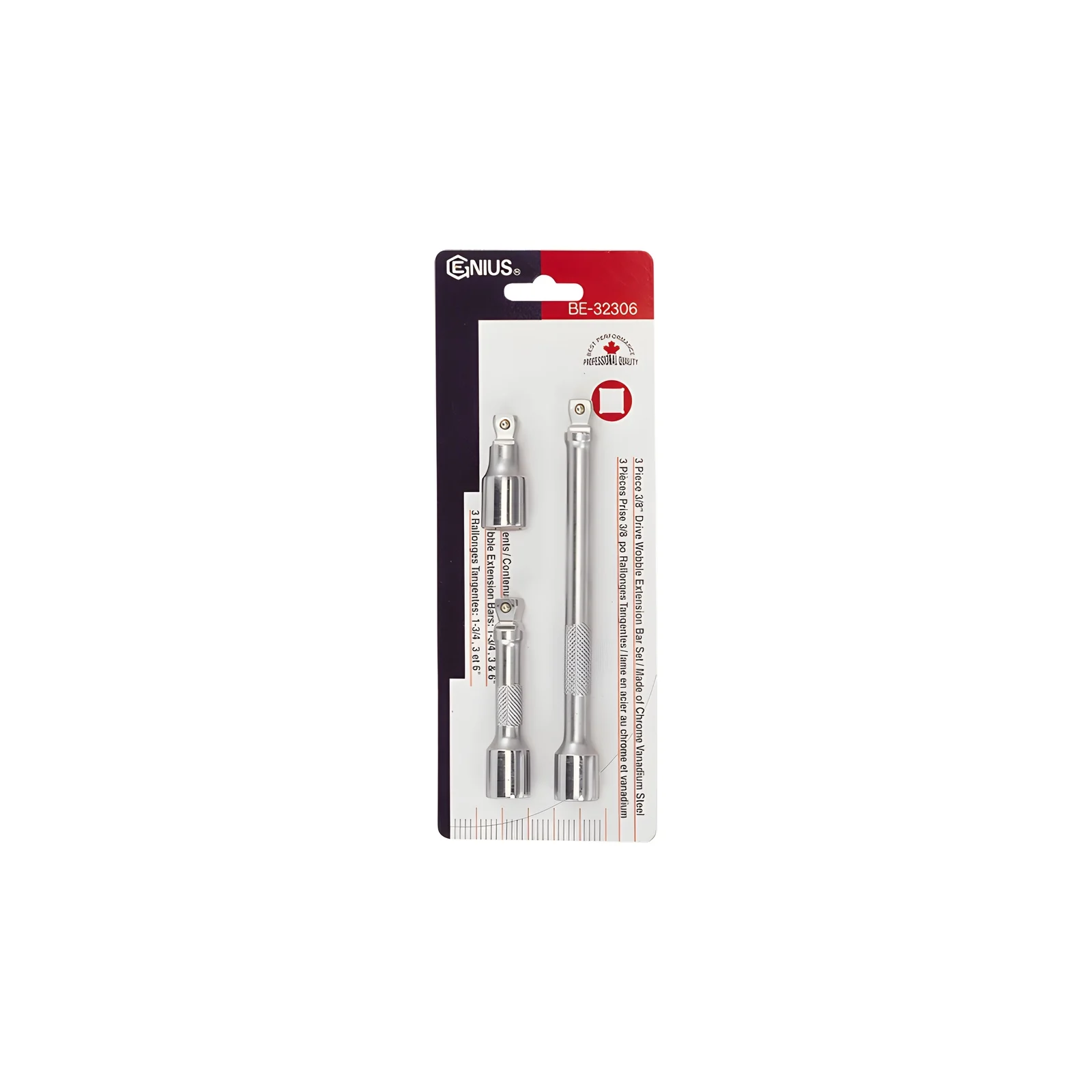 Genius BE-32306 3-piece wobble extension set 45mm, 75mm & 150mm x 3/8" Dr.