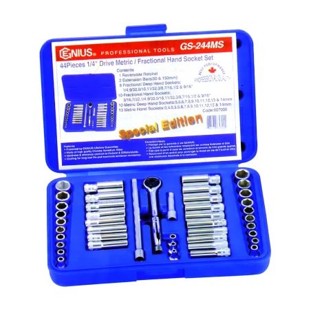 Genius GS-244MS MET & SAE Socket set (44 pieces) 1/4" Dr.