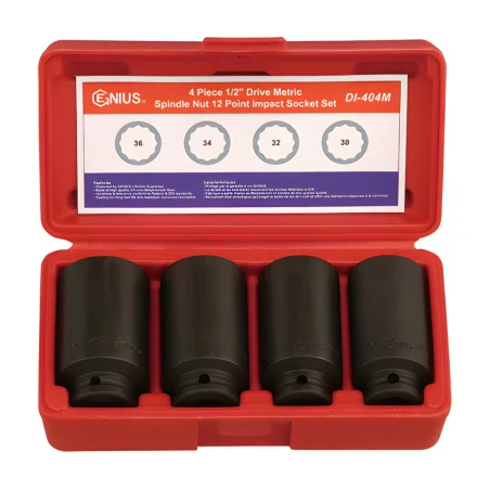 Ensemble de douilles à chocs à parois minces MET 1/2" x 30-32-34-36mm x 12 pans (4 pièces) Genius DI-404M