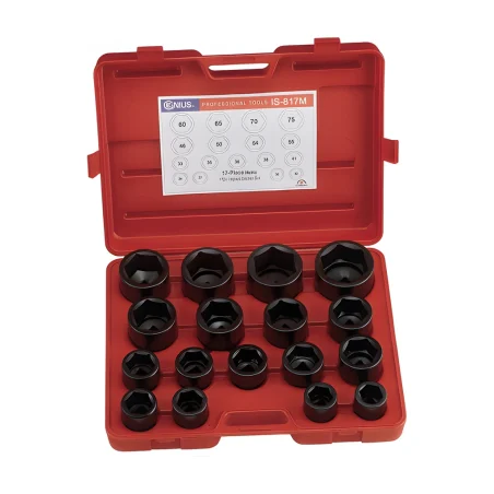 Genius IS-817M MET Impact Socket Set (17 pieces) 1" Dr.
