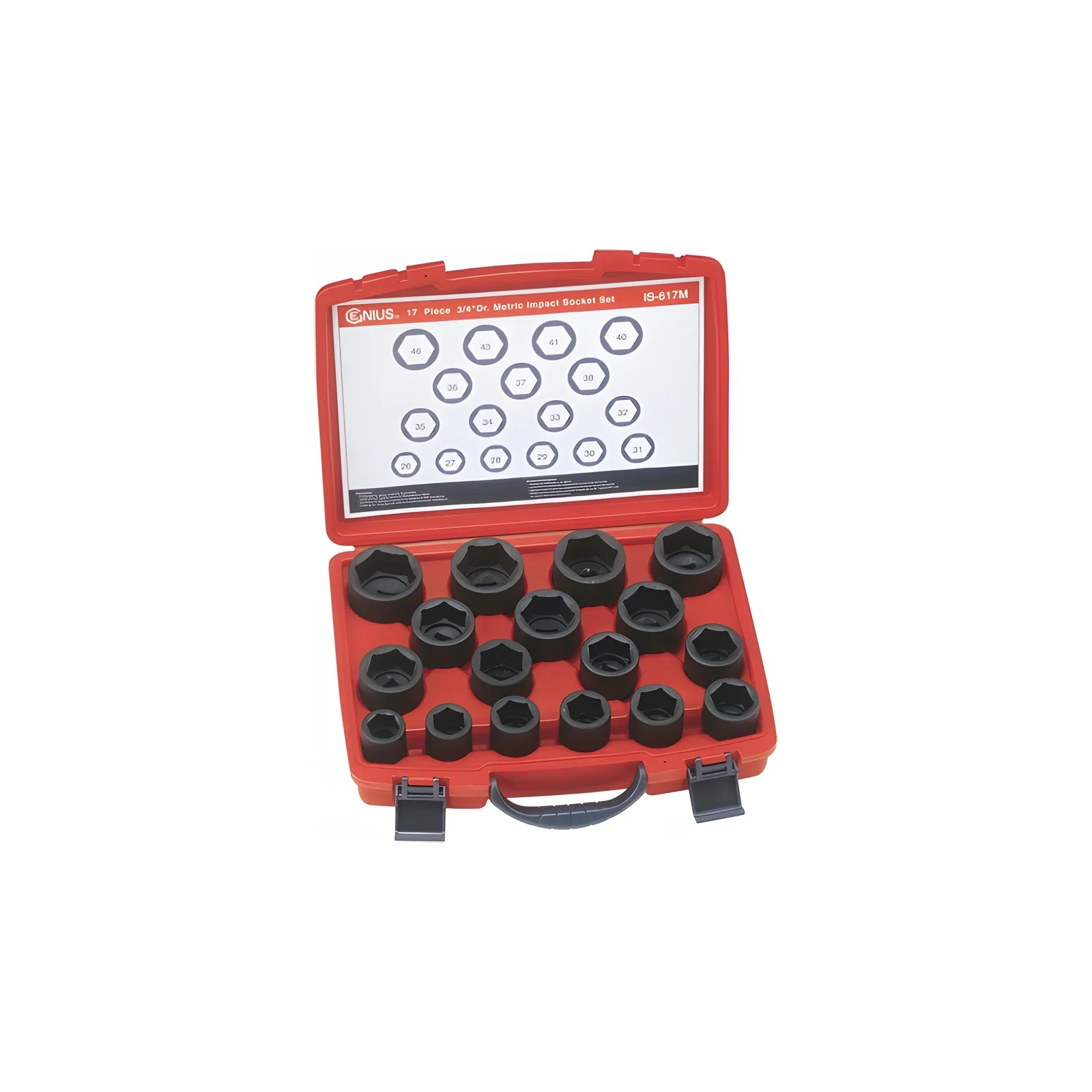 Genius IS-617M MET Impact Socket Set (17 pieces) 3/4" Dr.