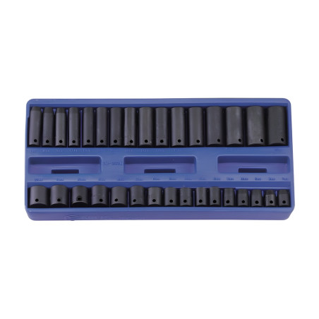 Ensemble de douilles à chocs régulières et profondes MET 3/8" (32 pièces) Genius TF-332M