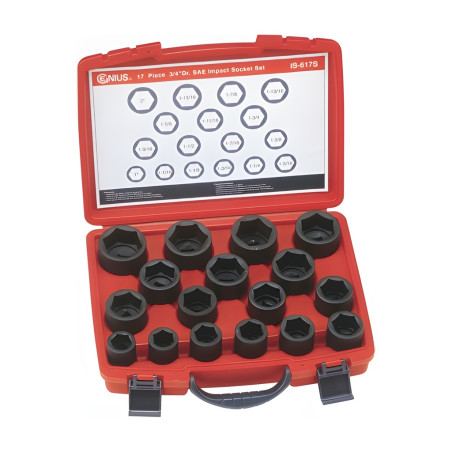 Genius IS-617S SAE impact socket set (17 pieces) 3/4" Dr.