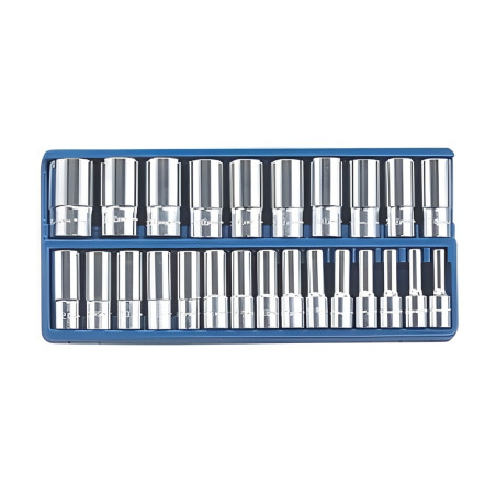 Genius DS-424M MET Deep Socket set with tray (25 pieces) 8mm to 36mm x 1/2" Dr.