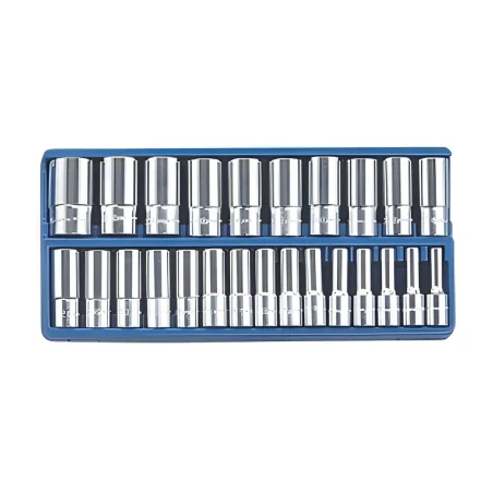 Genius DS-424M MET Deep Socket set with tray (25 pieces) 8mm to 36mm x 1/2" Dr.