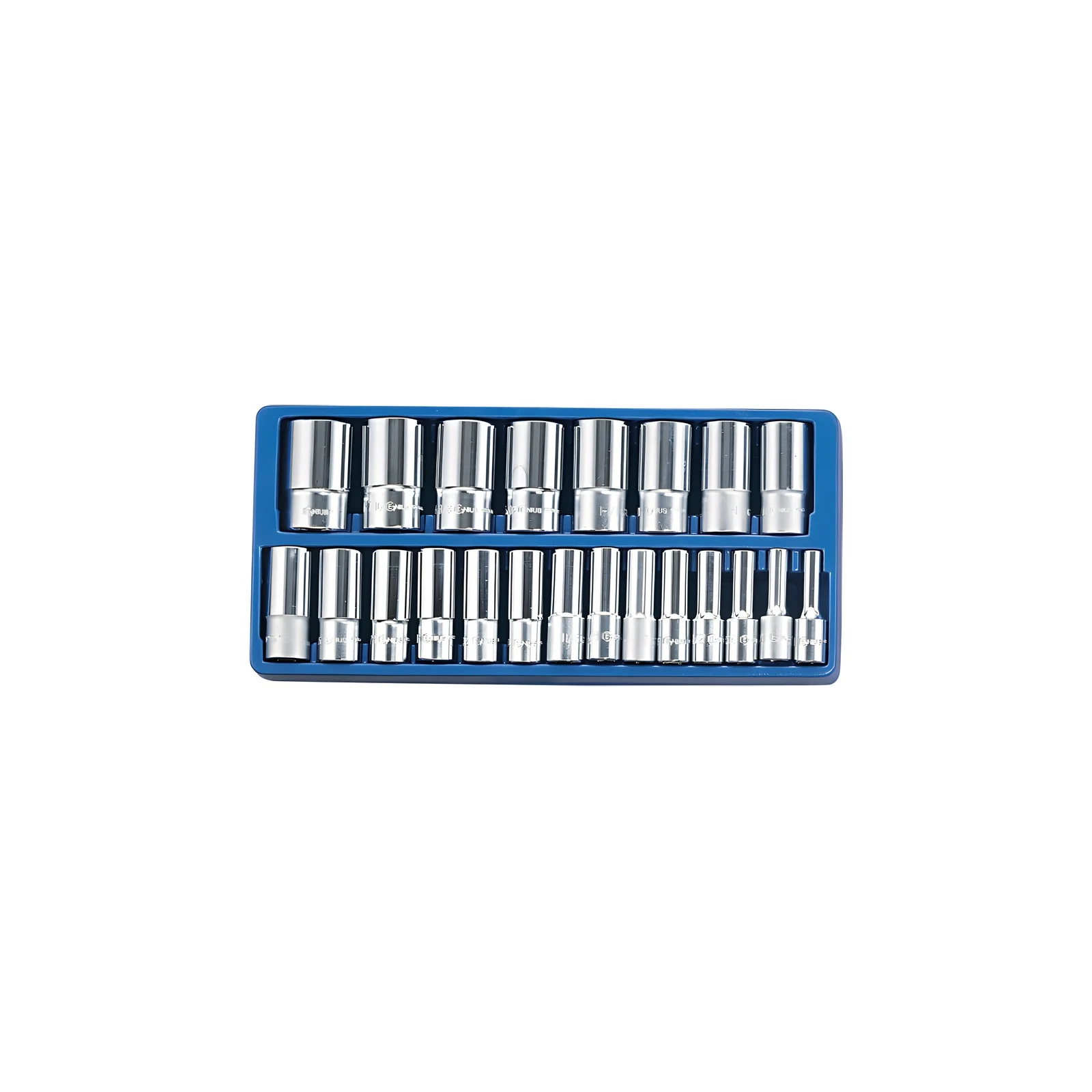 Genius DS-422S SAE Deep Socket set with tray (22 pieces) 5/16" to 1-1/2" x 1/2" Dr.