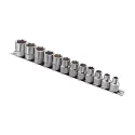 Genius GS-312M MET Chrome Hex Socket Set (12 pieces) 8mm to 19mm x 3/8" Dr.