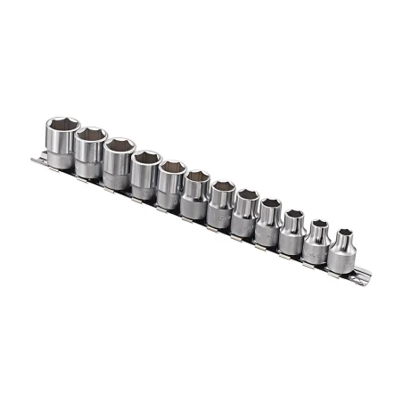 Genius GS-312M MET Chrome Hex Socket Set (12 pieces) 8mm to 19mm x 3/8" Dr.