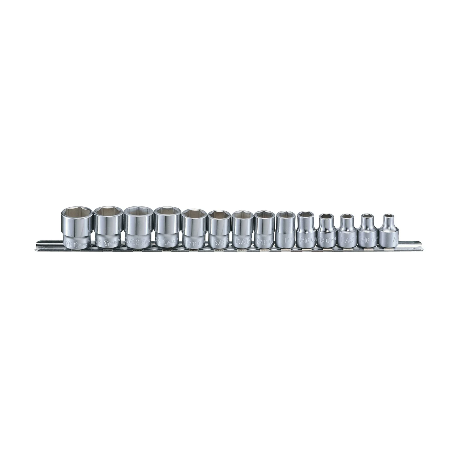 Ensemble de douilles chromées à embouts hexagonaux SAE 3/8" x 1/4" à 9/16" (14 pièces) Genius GS-314S