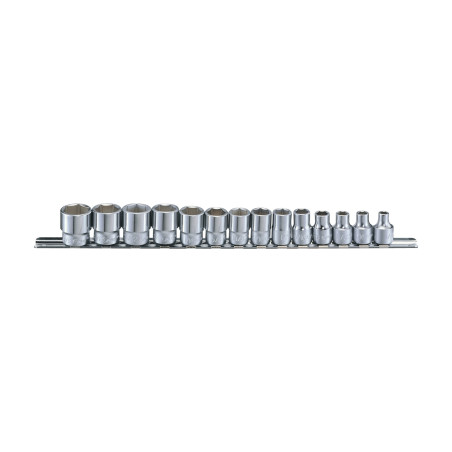 Genius GS-314S SAE chrome hex socket set (14 pieces) 1/4" to 9/16" x 3/8" Dr.