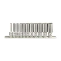 Ensemble douilles chromées MET 1/4" 5mm à 14mm 12 pans 11 pièces Genius TW-211M