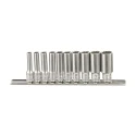 Ensemble de douilles chromées SAE 1/4" x 3/16" à 9/16" x 12 pans (10 pièces) Genius TW-210S