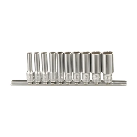 Genius TW-210S SAE Chrome Socket Set (10 pieces) 3/16" to 9/16" x 1/4" Dr. 12 Pt.