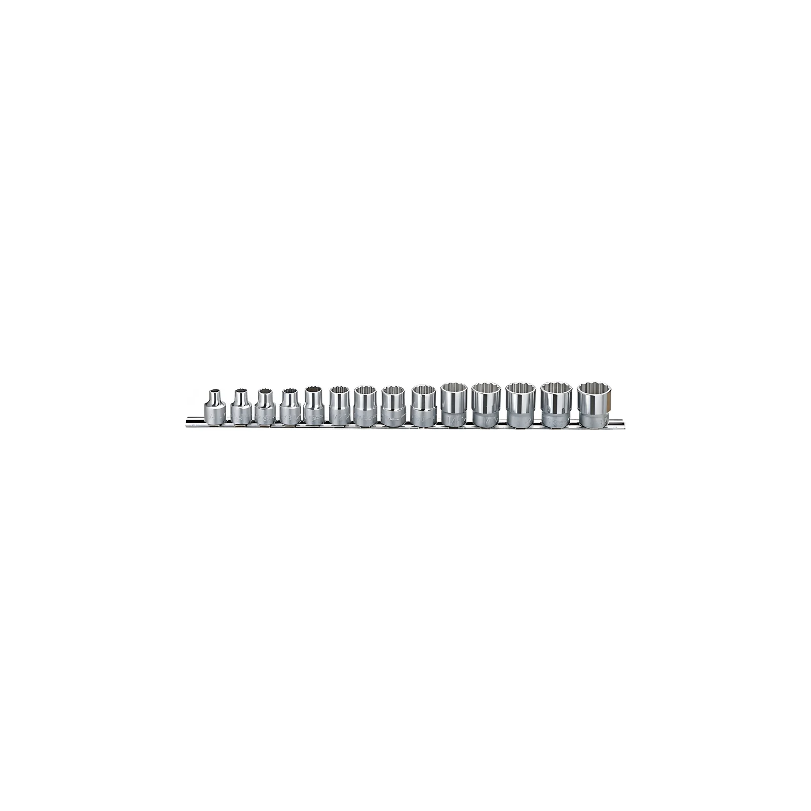 Genius TW-314S SAE chrome plated socket set (14 pieces) 1/4" to 7/8" x 3/8" Dr. 12 Pt.