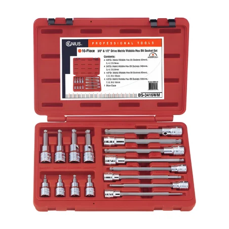 Genius BS-3416WM MET Socket and Bit Set (16 pieces) 3/8"-1/2" Dr.