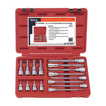 Genius BS-3416WS SAE Socket and Bit Set (16 pieces) 3/8"-1/2" Dr.