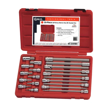 Genius BS-320HMX MET Socket and Hex Bit Set (20 pieces) 3/8" Dr.
