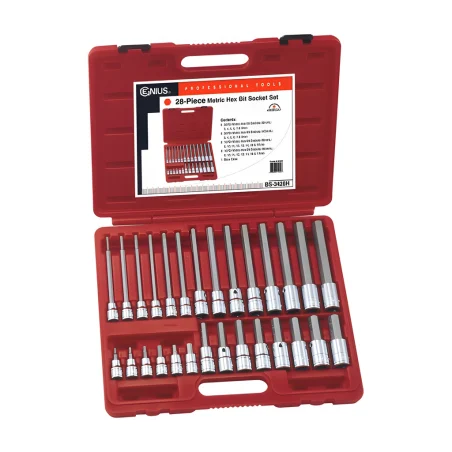 Genius BS-3428H MET Hex Socket and Bit Set (28 pieces) 3/8" and 1/2" Dr.