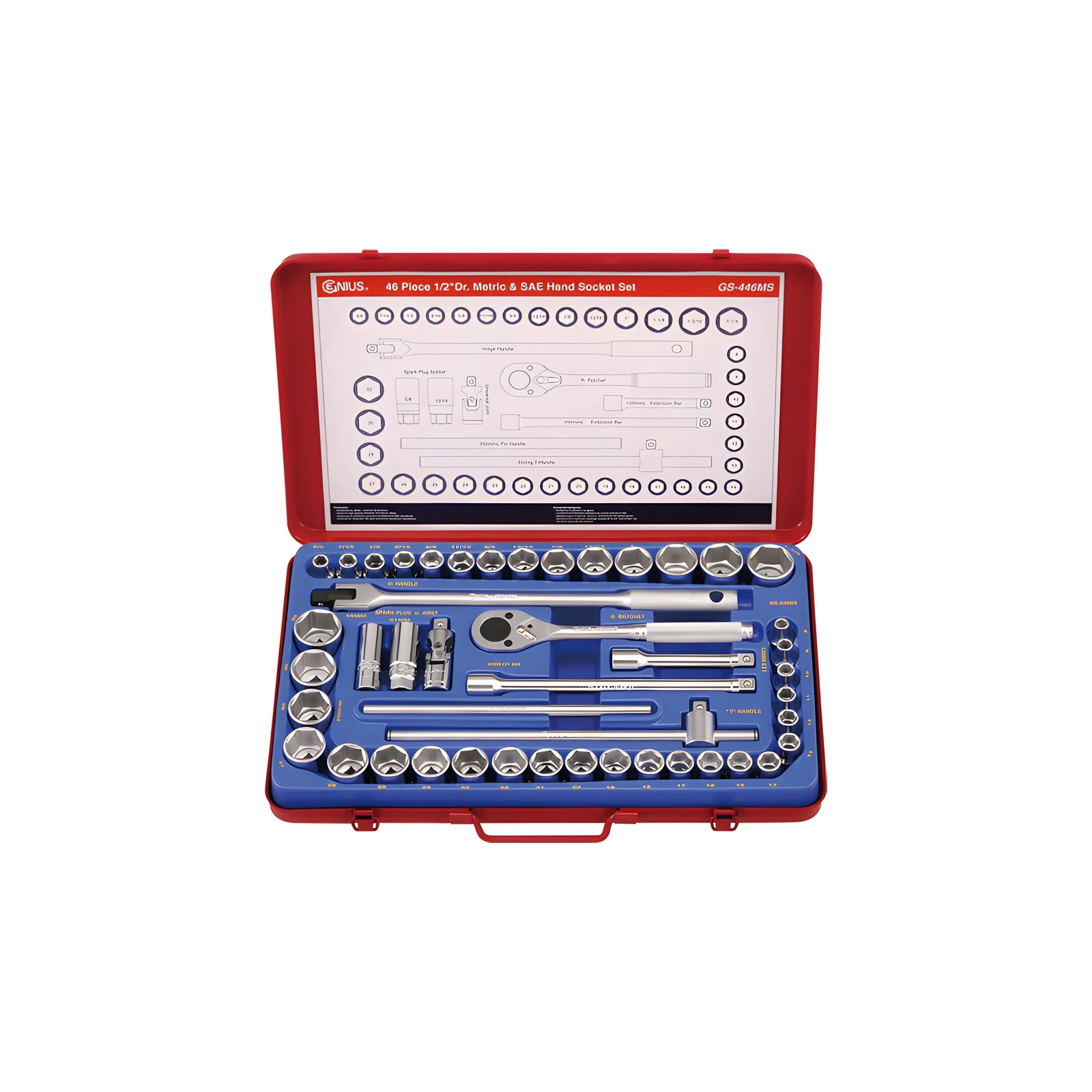 Genius GS-446MS MET and SAE Socket and Bit Set (46 pieces) 1/2" Dr.