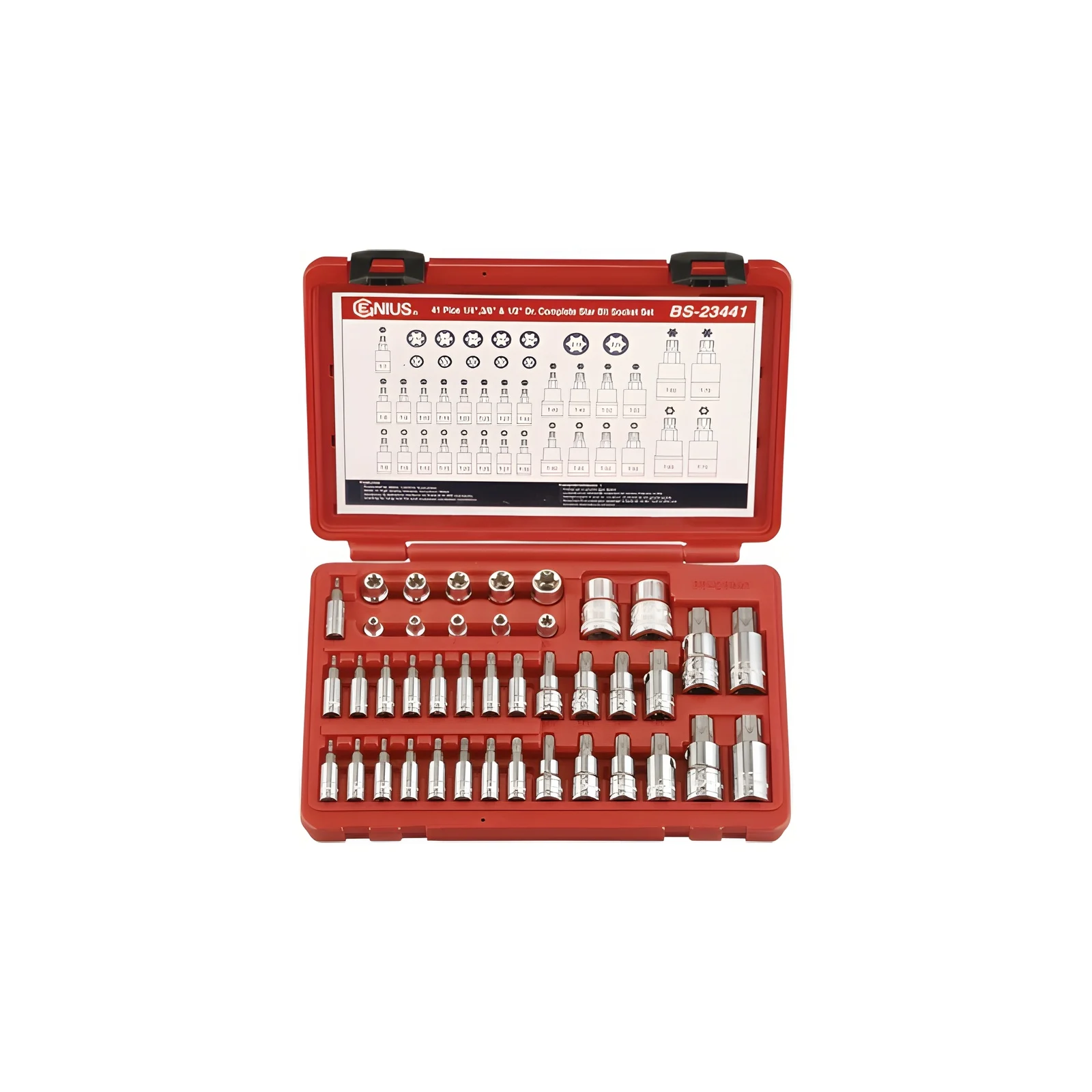 Genius BS-23441 torx bit and socket set 3 models (41 pieces) 1/4", 3/8" and 1/2" Dr.