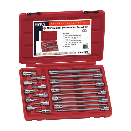 Genius BS-320TX Torx Socket and Bit Set (20 pieces) 3/8" Dr.