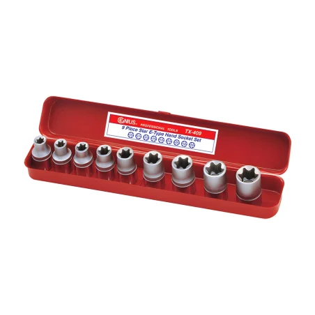 Ensemble douilles étoiles 1/2" E10 à E24 9 pièces Genius TX-409