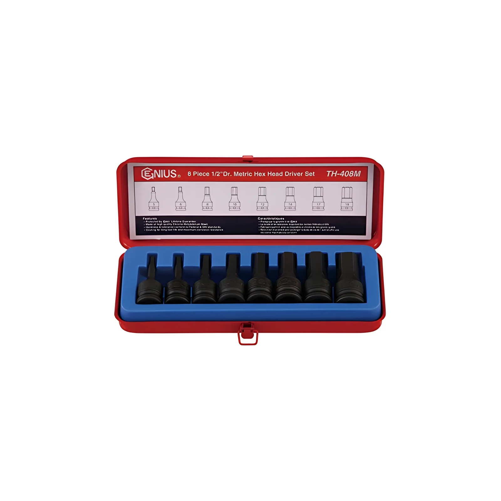 Genius MET Hex Socket Set (8 pieces) 1/2" Dr.