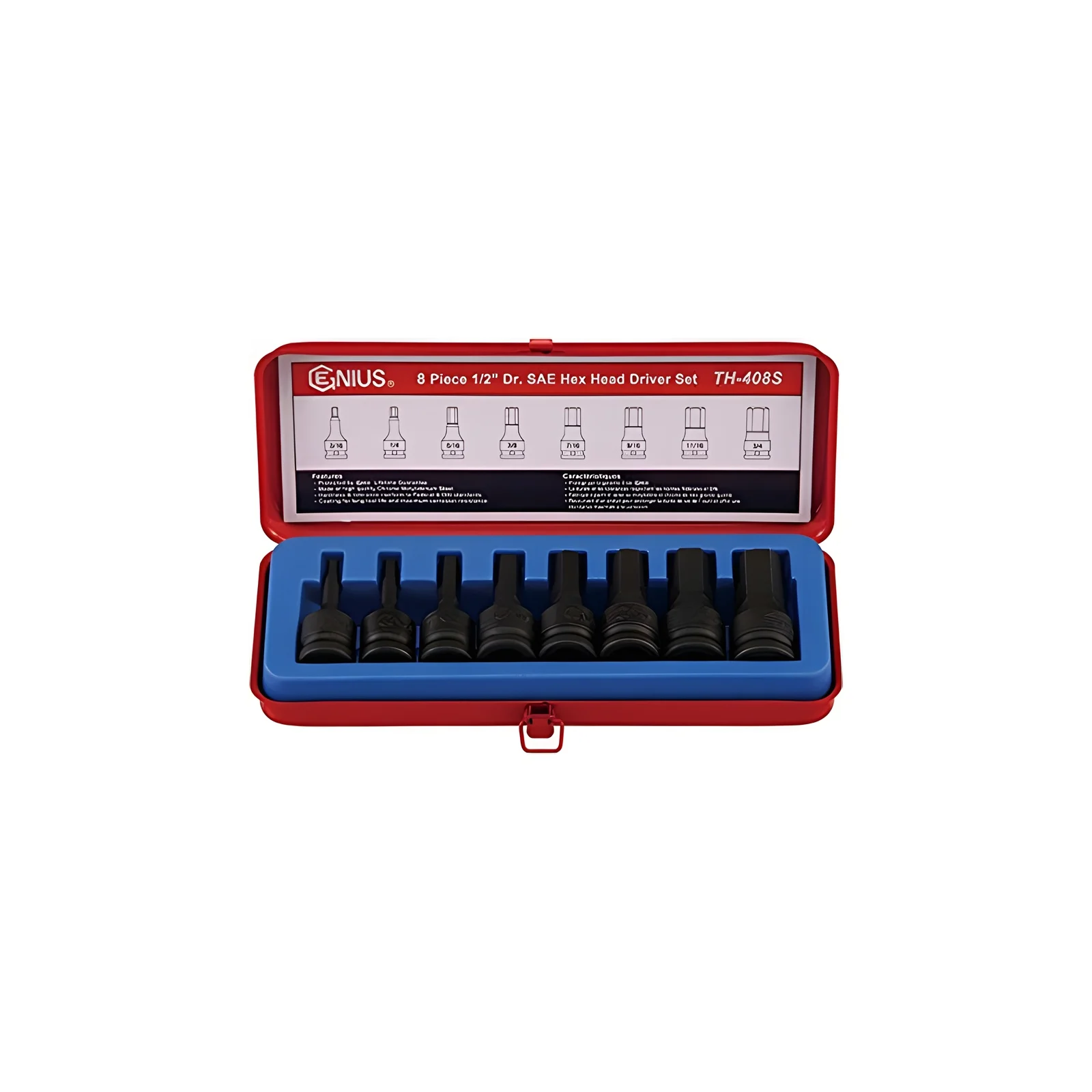 Ensemble douilles hex SAE 1/2" 8 pièces Genius TH-408S