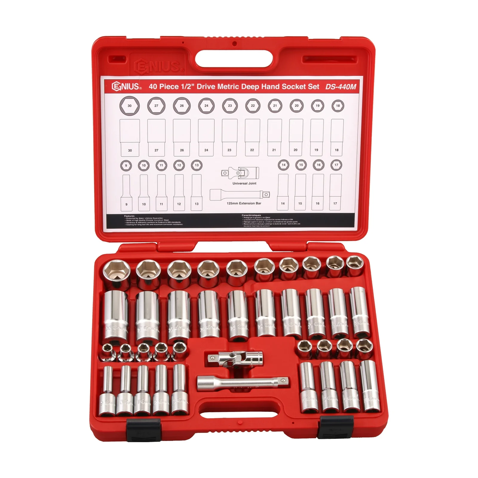 Ensemble de douilles MET 1/2" X 9mm à 30mm (40 pièces) Genius DS-440M