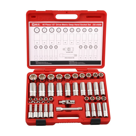 Genius DS-440M MET Socket Set (40 pieces) 9mm to 30mm x 1/2" Dr.