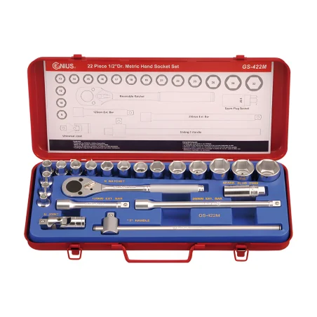 Genius GS-422M Metric Socket Set 1/2" Dr. 9mm to 32mm 22 Pieces