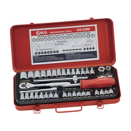 Genius GS-239M Metric Socket Set 1/4" Dr. 39 Pieces
