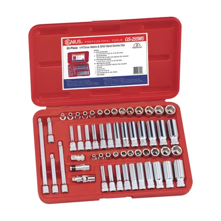 Genius GS-255MS MET & SAE Socket Set (55 pieces) 1/4" Dr.