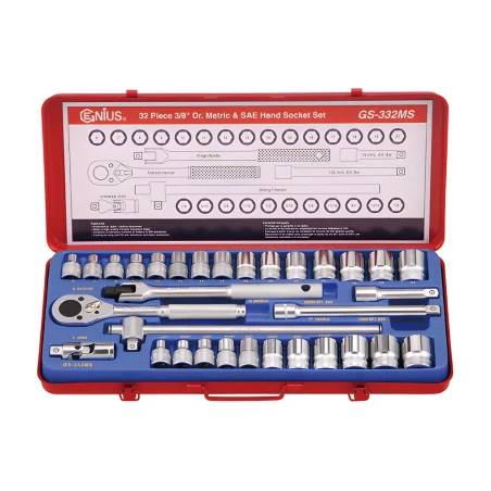Genius GS-332MS MET and SAE socket set (32 pieces) 3/8" Dr.