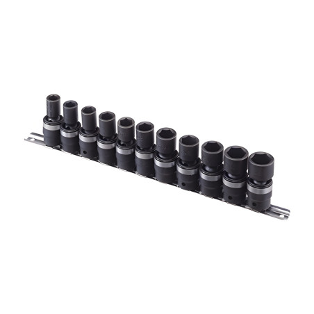 Genius TG-411M MET Hex Impact Socket Swivel Set (11 pieces) 11mm to 22mm x 1/2" Dr.