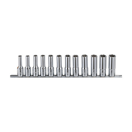 Genius GD-412M MET chrome plated deep socket set (12 pieces) 1/2" x 1/2" Dr.
