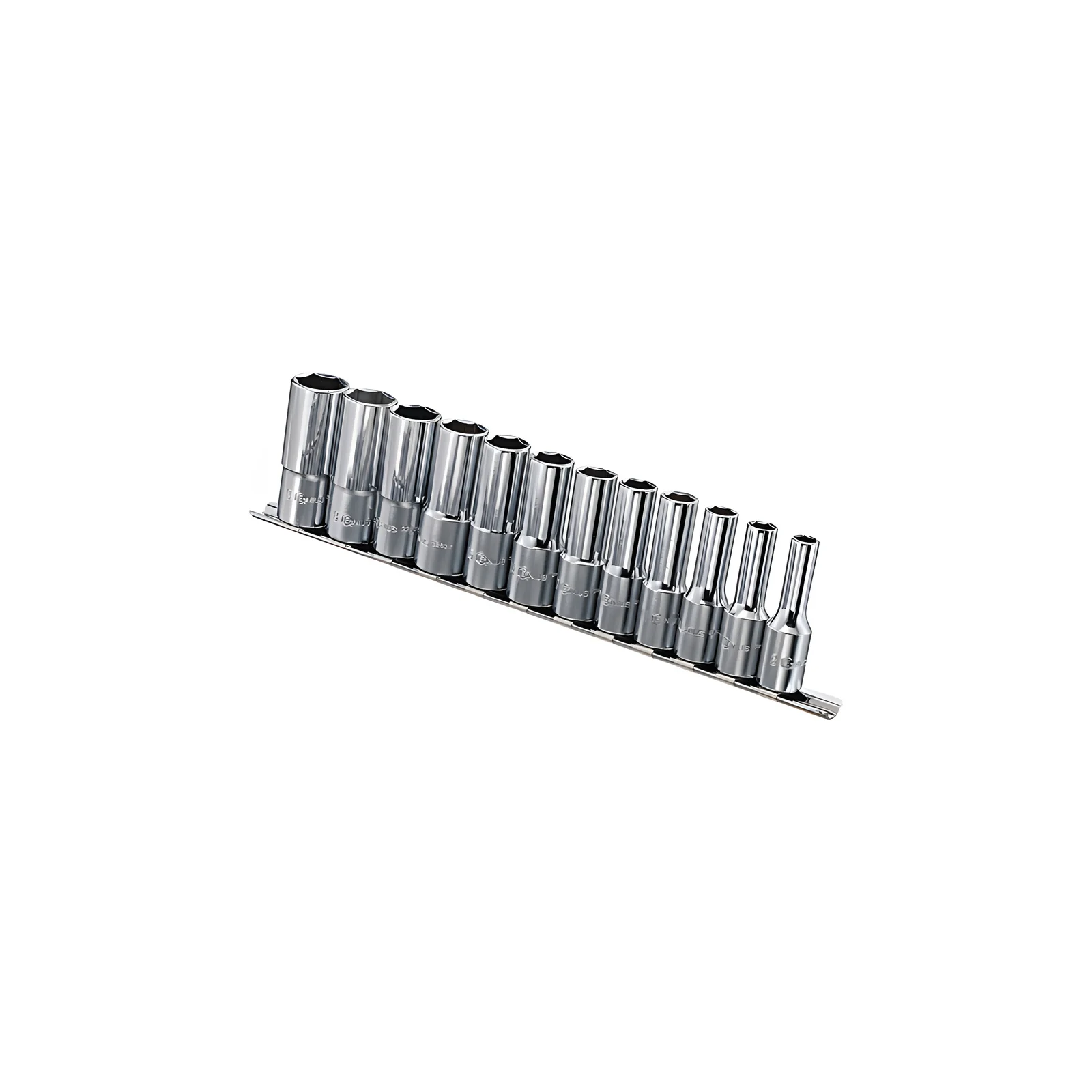 Genius GD-312M MET Deep Chrome Hex Socket Set (12 pieces) 8mm to 19mm x 3/8" Dr.