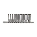Genius GD-210S SAE deep chrome hex socket set (10 pieces) 3/16" to 9/16" x 1/4" Dr.
