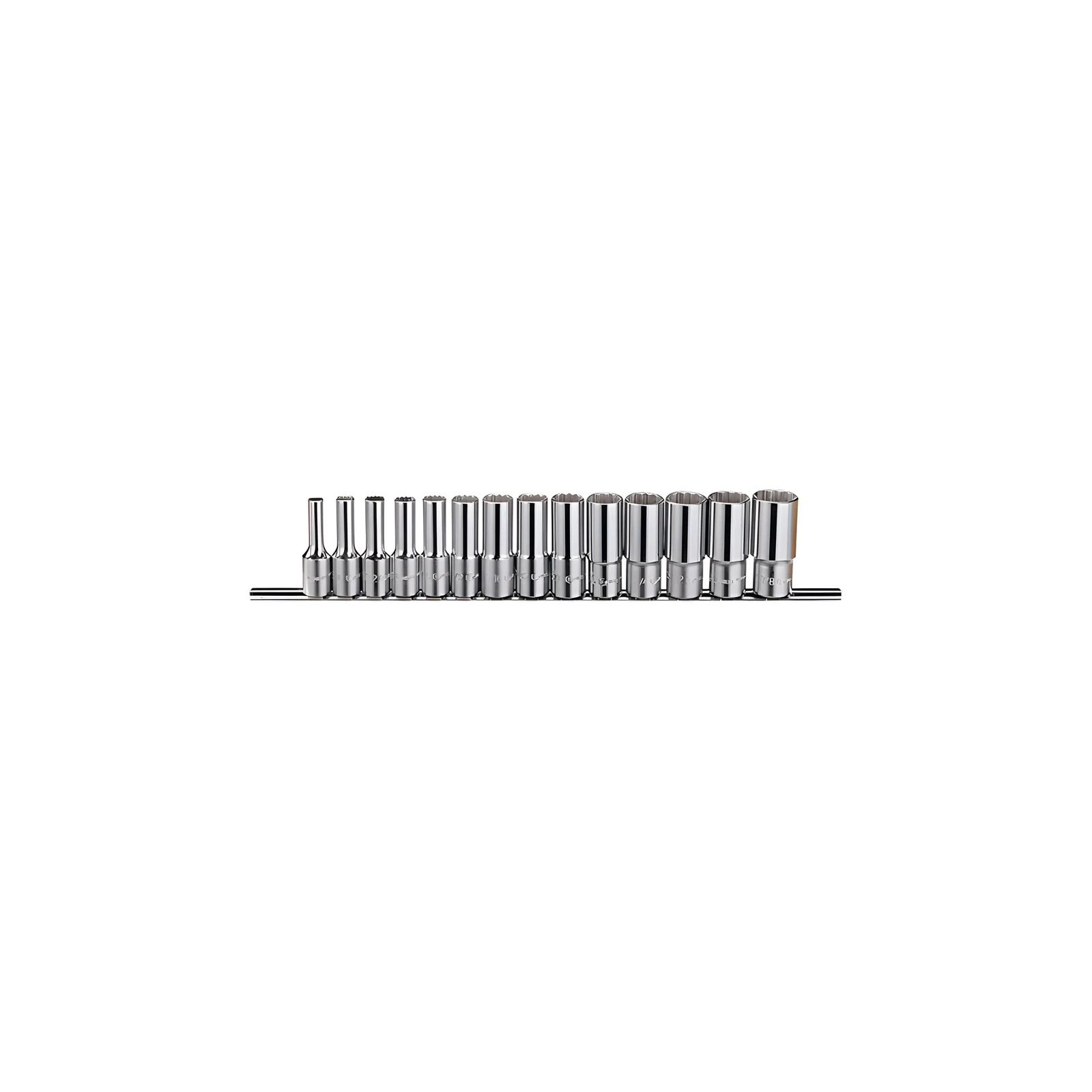 Genius TW-314SD SAE Hex Socket Set (14 pieces) 1/4" to 7/8" x 3/8" Dr. 12 Pt.