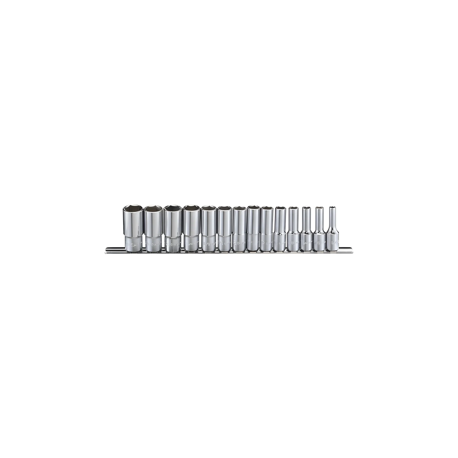 Genius GS-314SD SAE deep chrome socket set (14 pieces) 1/4" to 7/8" x 3/8" Dr.