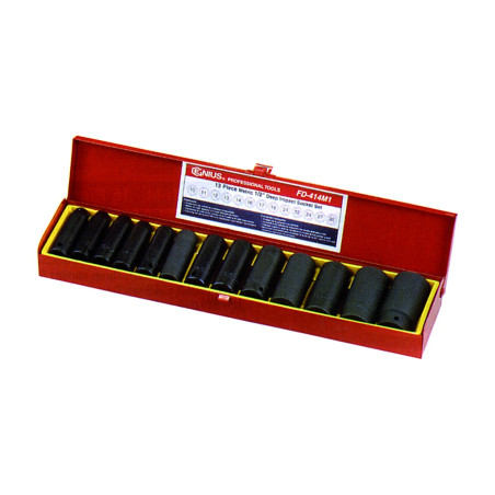 Ensemble de douilles profondes SAE 1/2" (13 pièces) Genius TD-413S