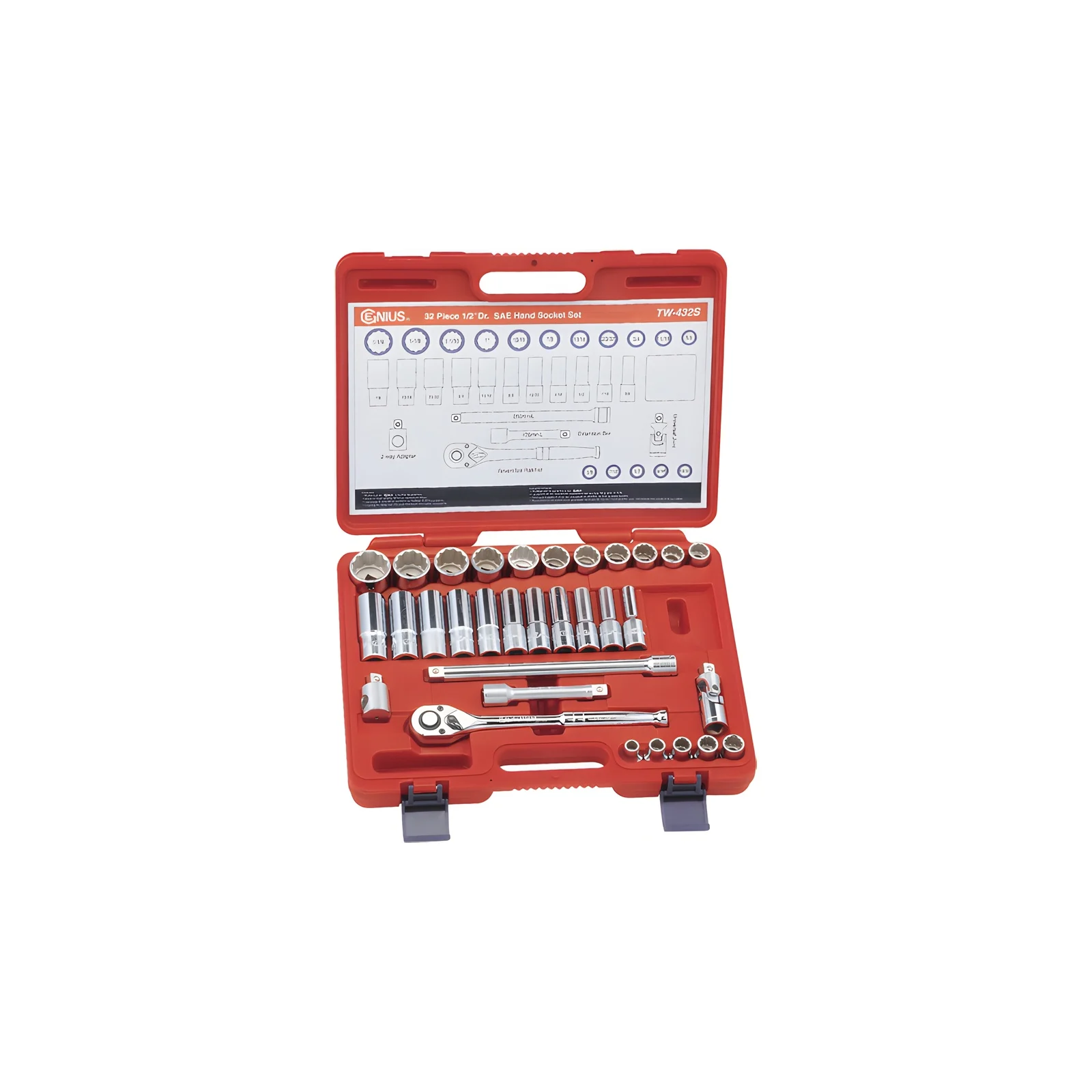 Genius TW-432S SAE Socket Set (32 pieces) 1/2" Dr. x 12