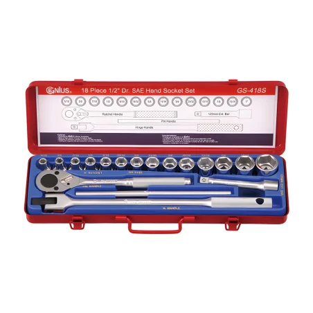 Genius GS-418S SAE socket set (18 pieces) 5/16" to 1" x 1/2" Dr.