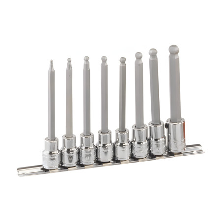 Genius BS-308WSL SAE wobble Allen bit set (8 pieces) 1/8" to 3/8" x 3/8" Dr.